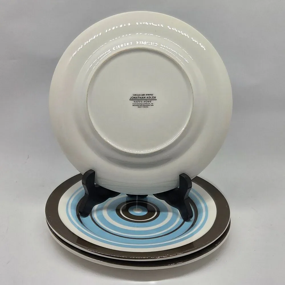 Jonathan Adler Happy Home Set Of 3 Circles And Stripes 8 1/4